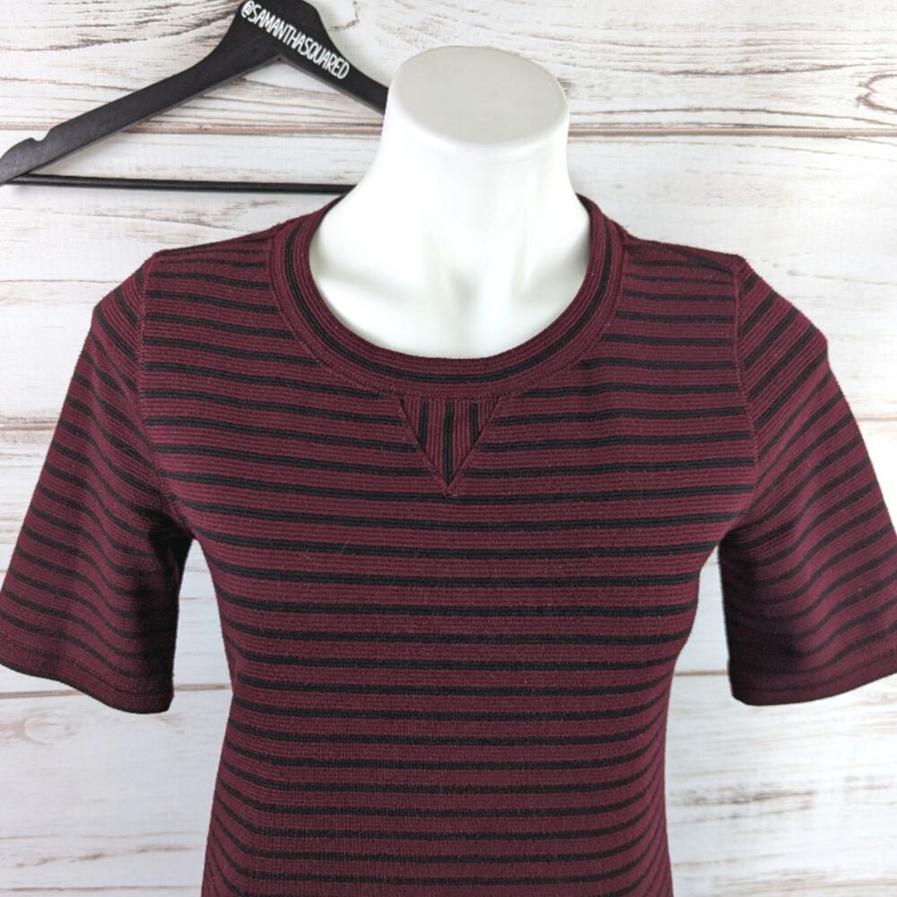 Lou & Grey Maroon and Black Stripe Dress sz XS - Picture 3 of 8